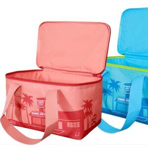 NWT Trader Joe's Viral Mini Canvas Insulated Totes Peach & Blue (2)
